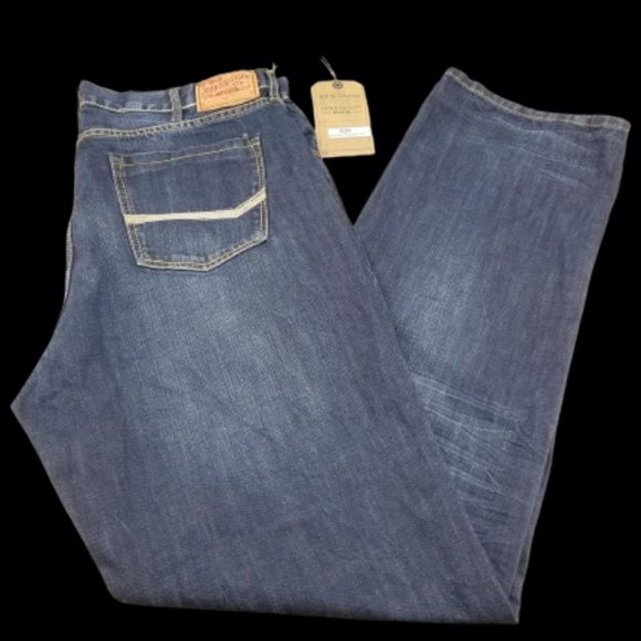 Stetson Mens Blue Modern Straight Leg 100% Cotton Dark Rinse Jeans 40 x 36